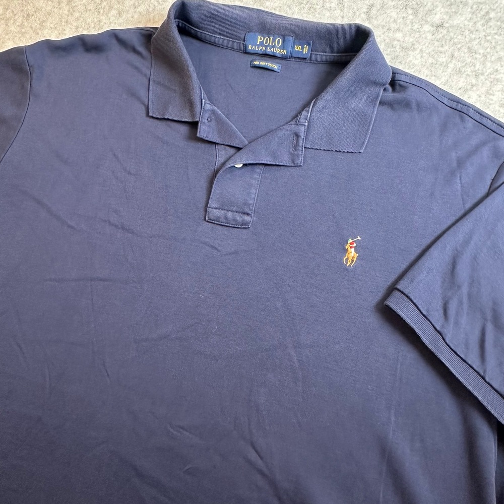 Polo Ralph Lauren Mens XXL Navy Blue Pima Soft Touch Short Sleeve Polo Shirt